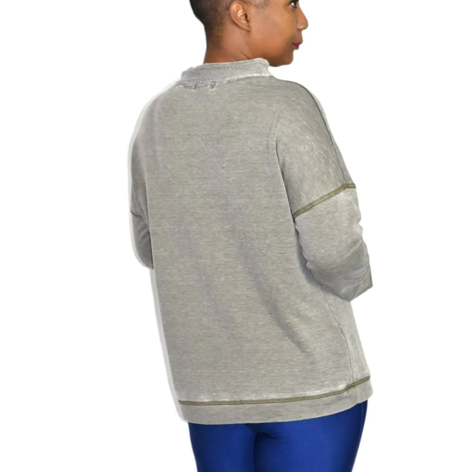 525 America Funnel Neck Sweatshirt Gray French Terry Pullover Lounge Size Large
