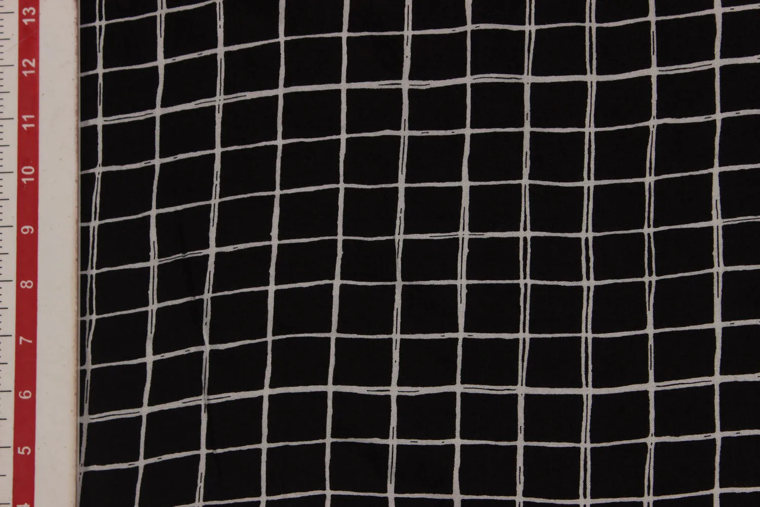 Black & White Checks Printed Rayon Fabric