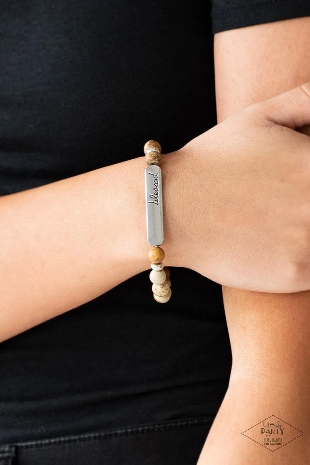 Born Blessed Brown Stone Stretch Bracelet - Paparazzi Accessories