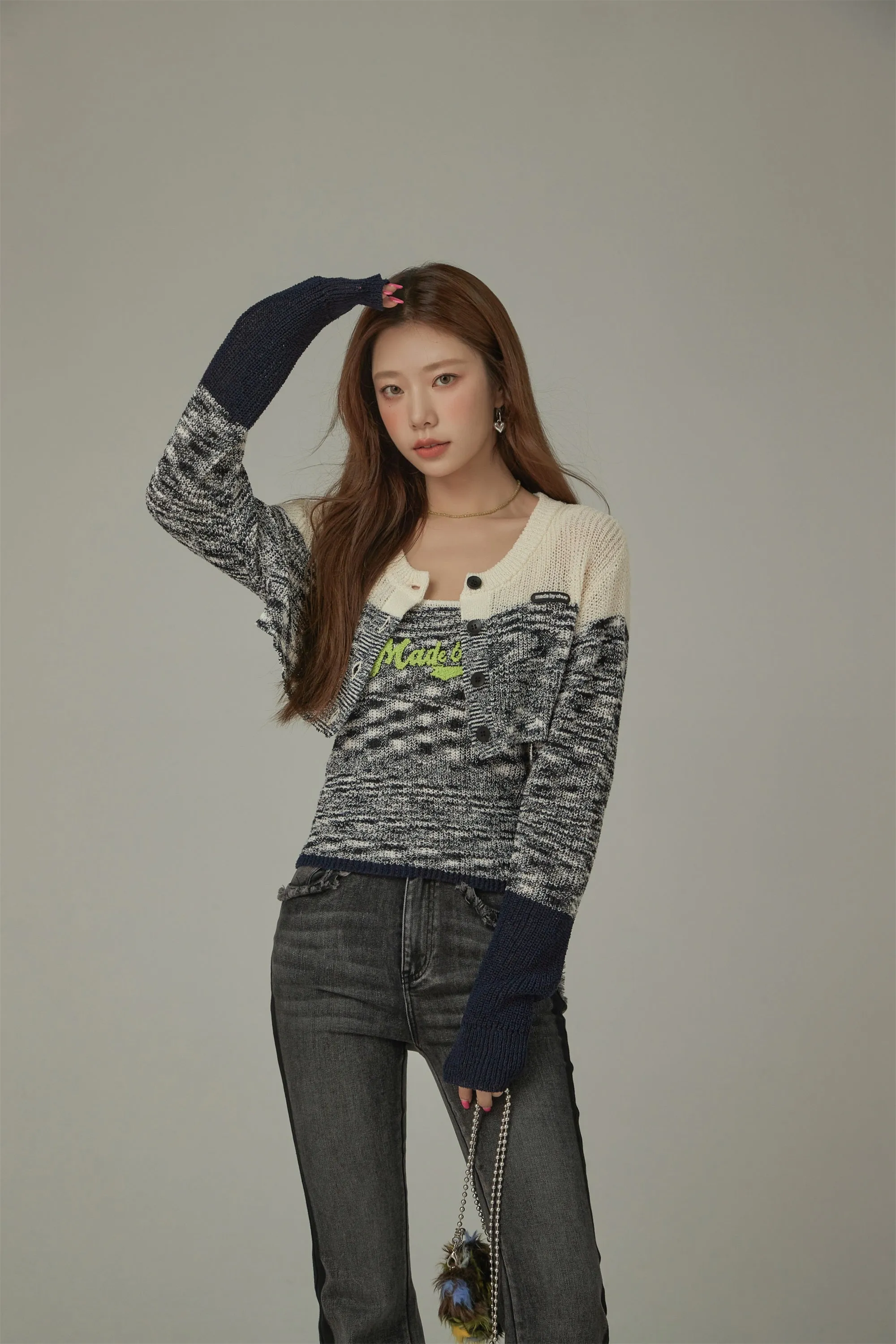 Contrast Logo Cropped Cardigan
