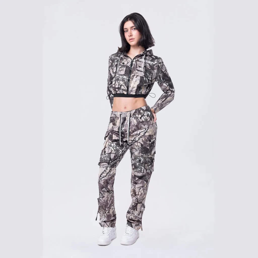 Hooded Utility Full Zip Jacket - Olive Hunting Camo