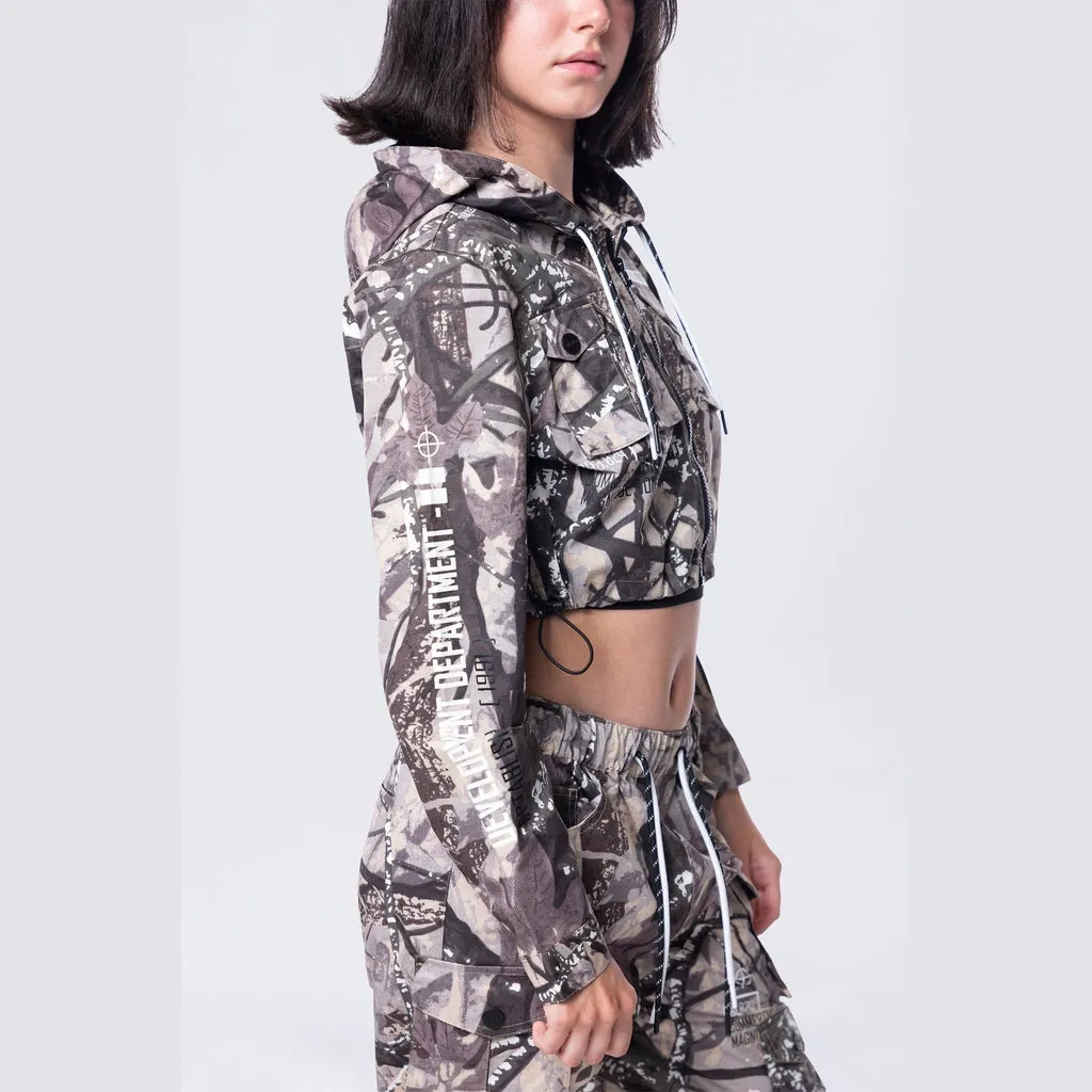 Hooded Utility Full Zip Jacket - Olive Hunting Camo