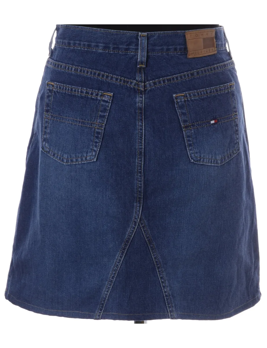 Label Short Denim Skirt