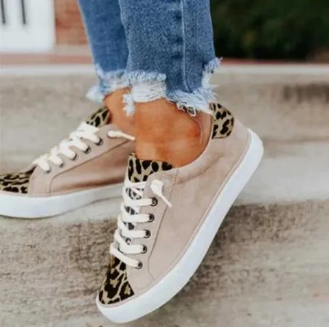 Lace Up Leopard Canvas Shoes