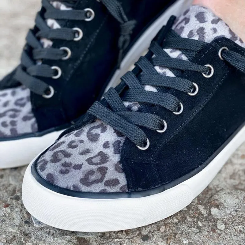 Lace Up Leopard Canvas Shoes