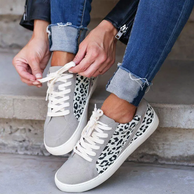 Lace Up Leopard Canvas Shoes
