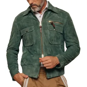 Men's Retro Lapel Zipper Breast Pocket Suede Jacket 01953047Z