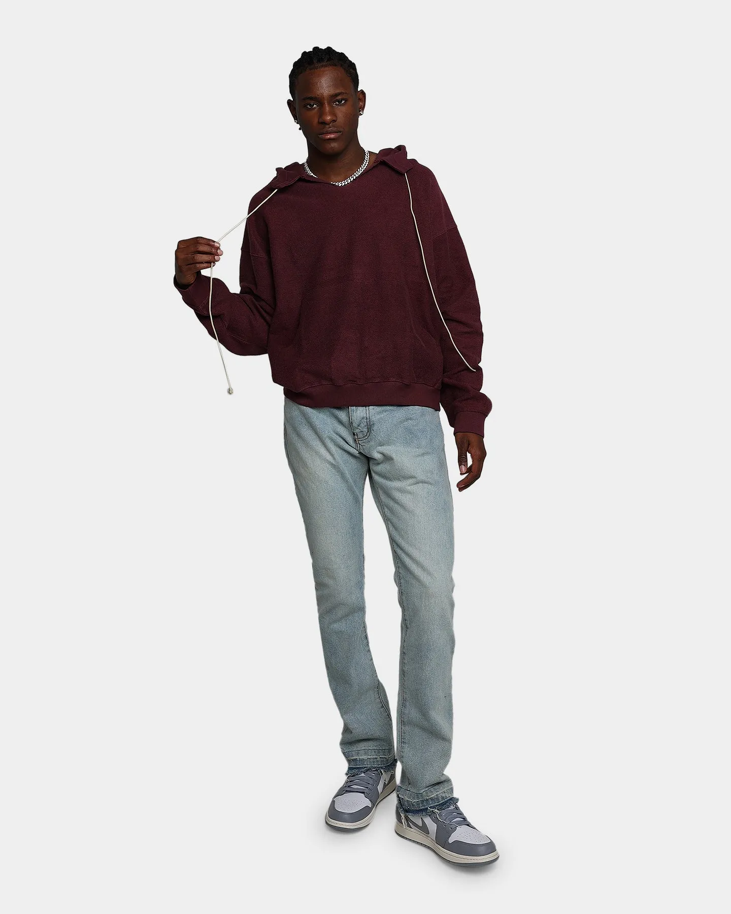MNML Extended Drawcord Hoodie Burgundy
