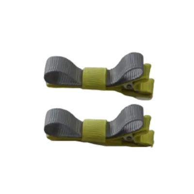 School Hair Accessories - Deluxe Hair Clips 2 Colour option (Set of 2) Lemon Base & Centre Ribbon (36 colours top)