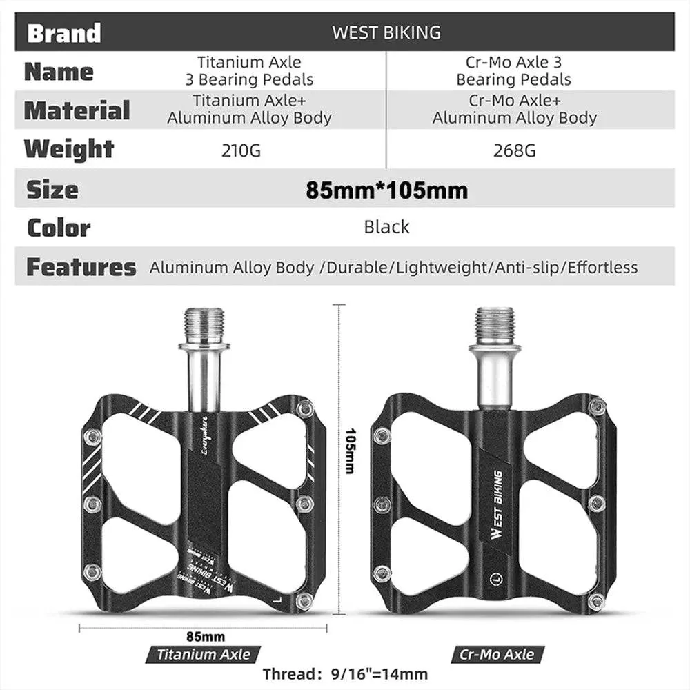 Ultralight Aluminum Alloy Bicycle Pedals 3 Bearings Bike Pedals AntiSlip Waterproof Flat Wide Bike Pedals Cycling Accessories