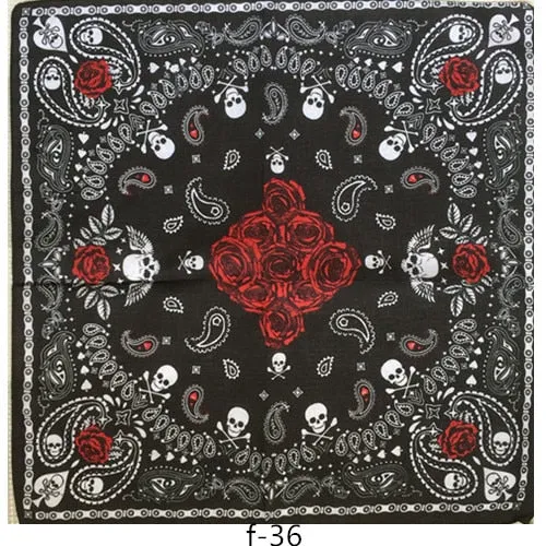 Wenkouban 100% Cotton Purple Rose Punk Hip Hop Headwear Kerchief Bandanas Foulard Neckerchief Square Scarf For Women/Men/Boys/Girls