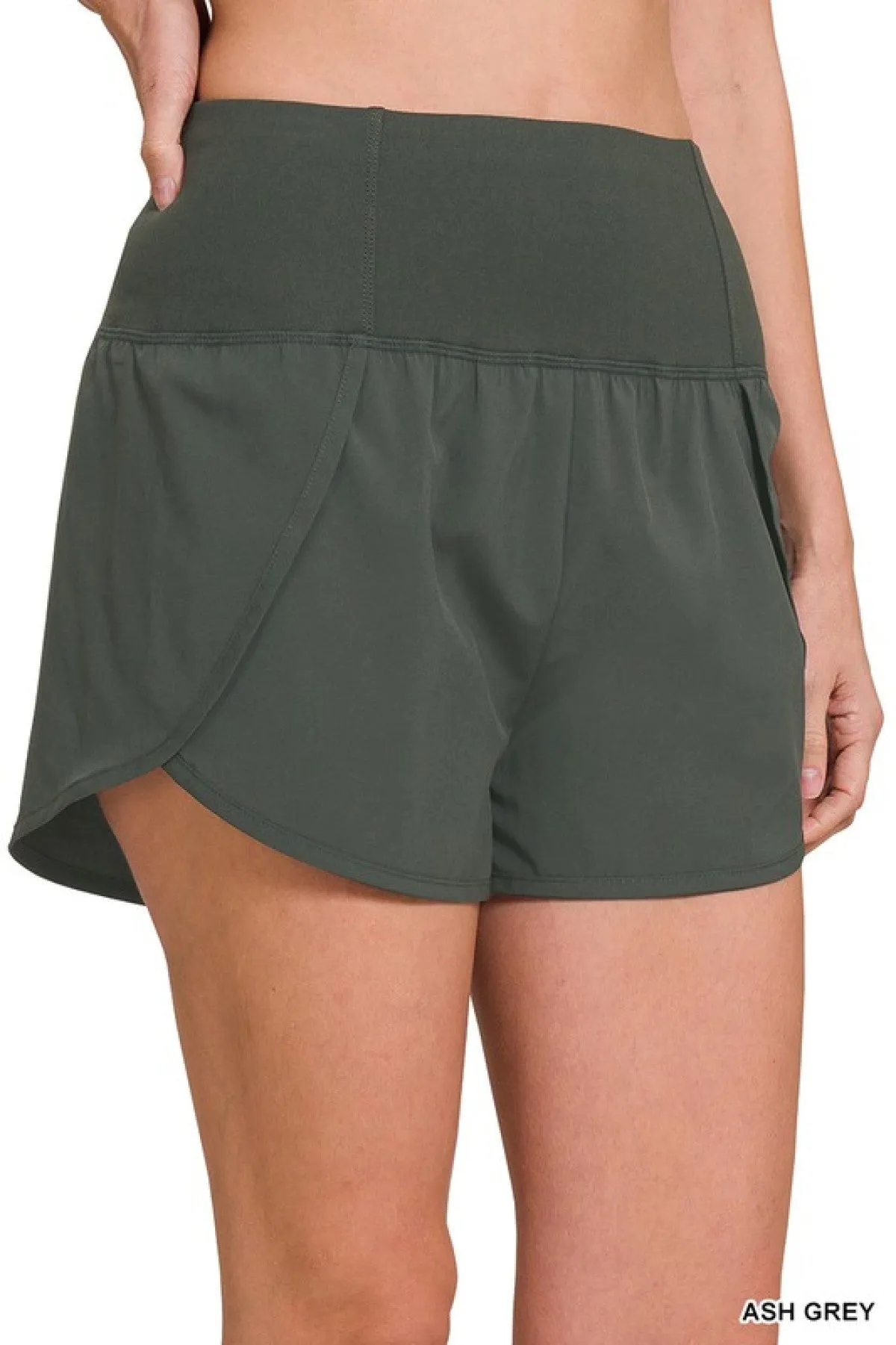 Zenana High Waisted Zippered Back Pocket Running Shorts