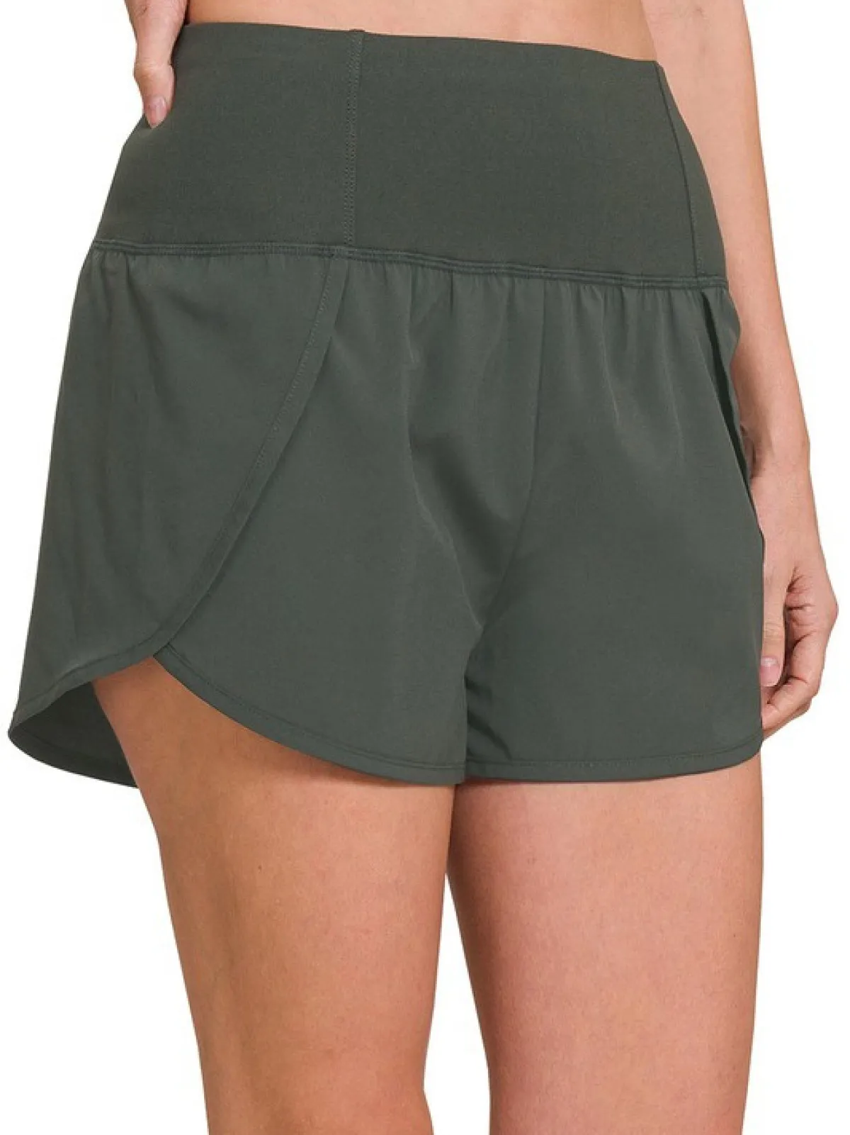 Zenana High Waisted Zippered Back Pocket Running Shorts