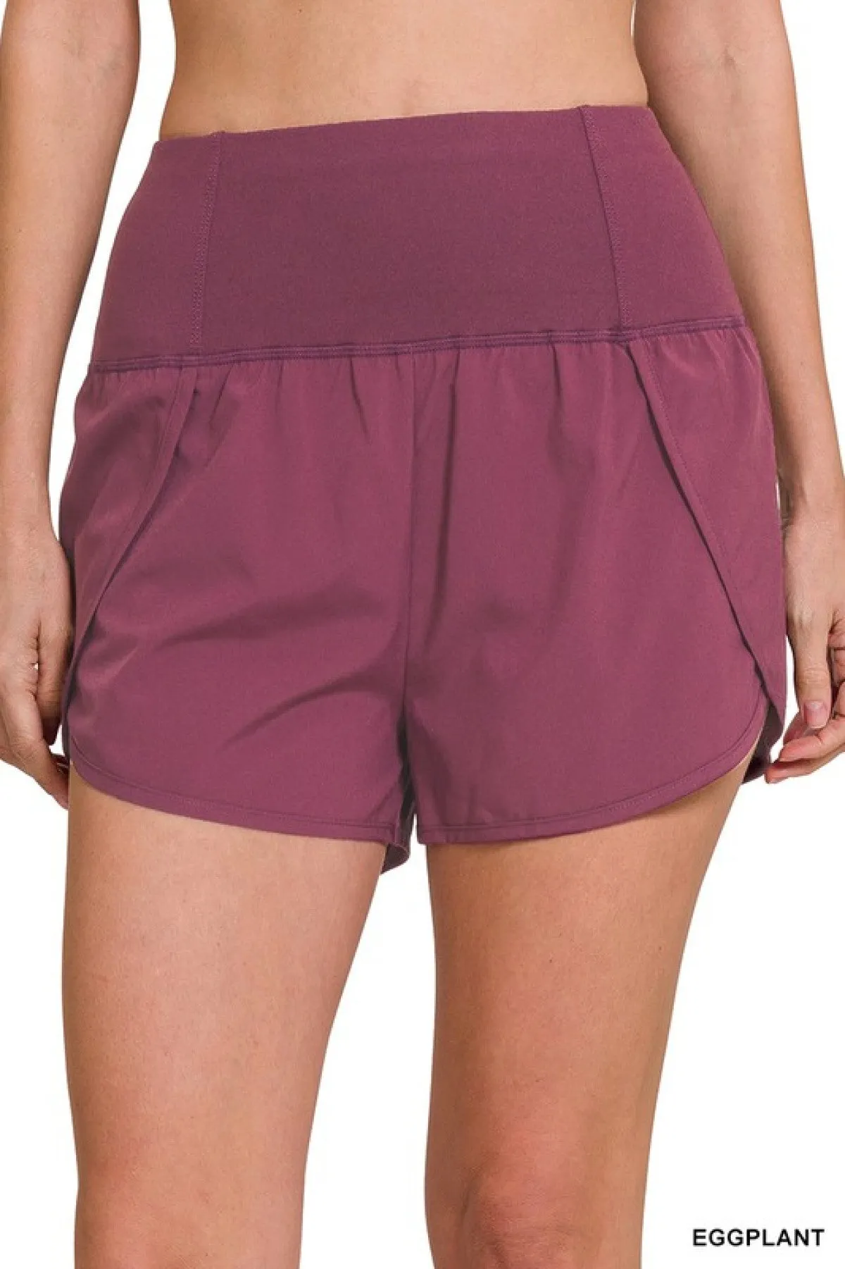 Zenana High Waisted Zippered Back Pocket Running Shorts