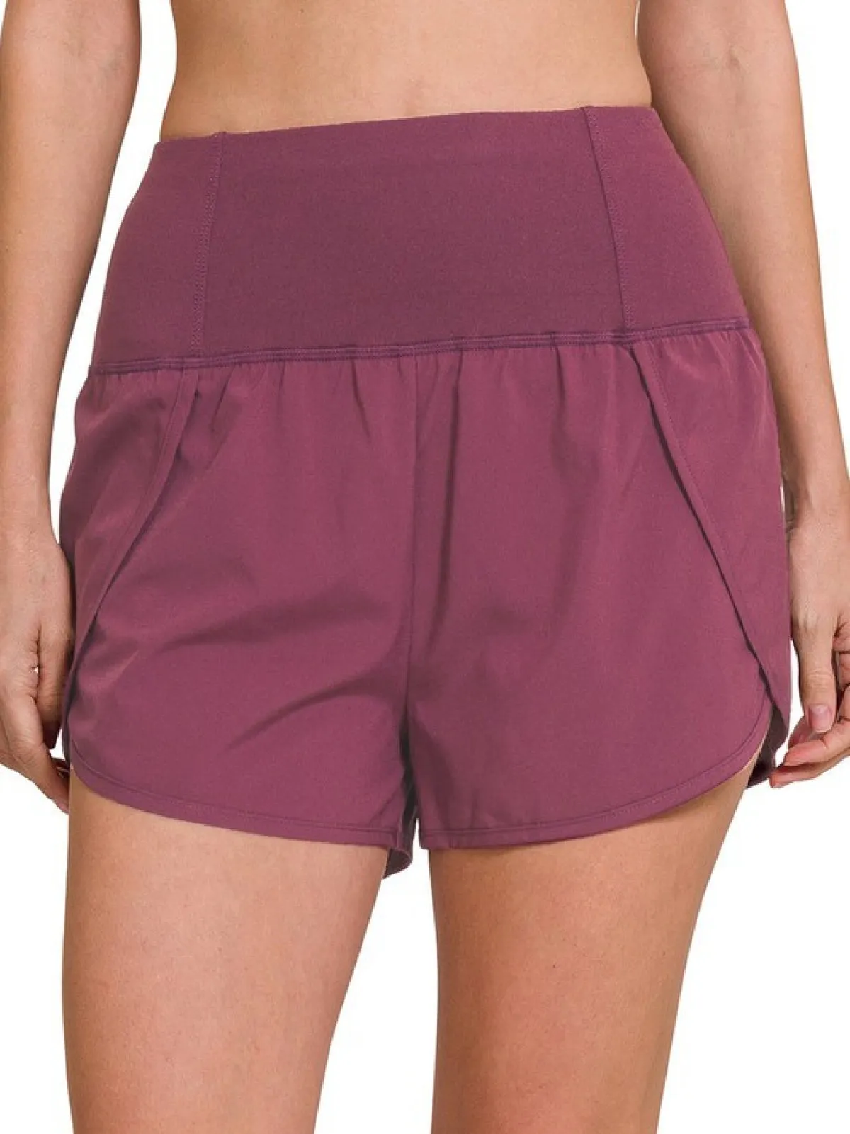 Zenana High Waisted Zippered Back Pocket Running Shorts